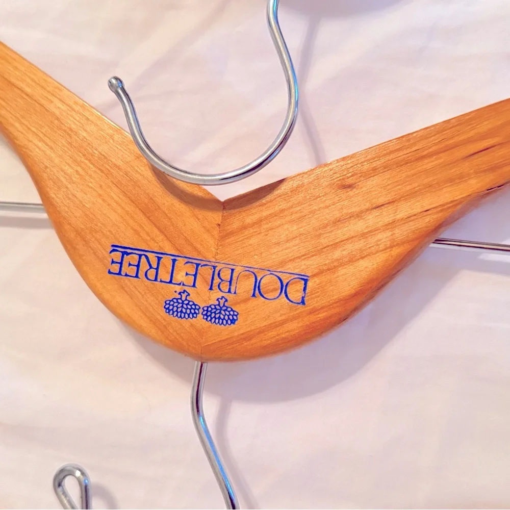 Set of 4 Vintage Wooden Suit Hangers - Light Wood
